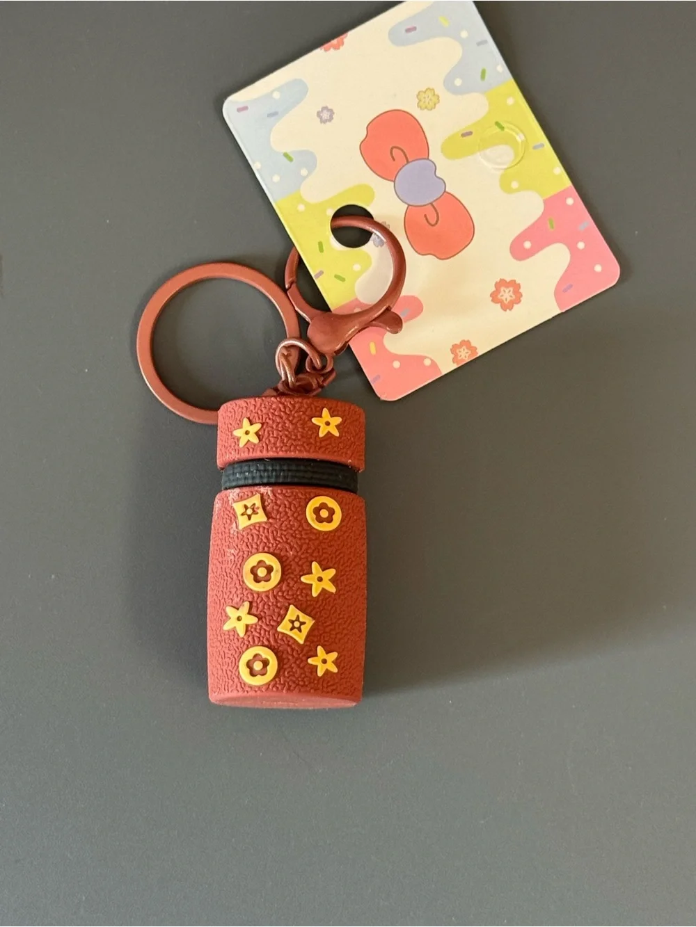 NWT Cute Mini Silicone Floral Cylinder Bag Charm Brown